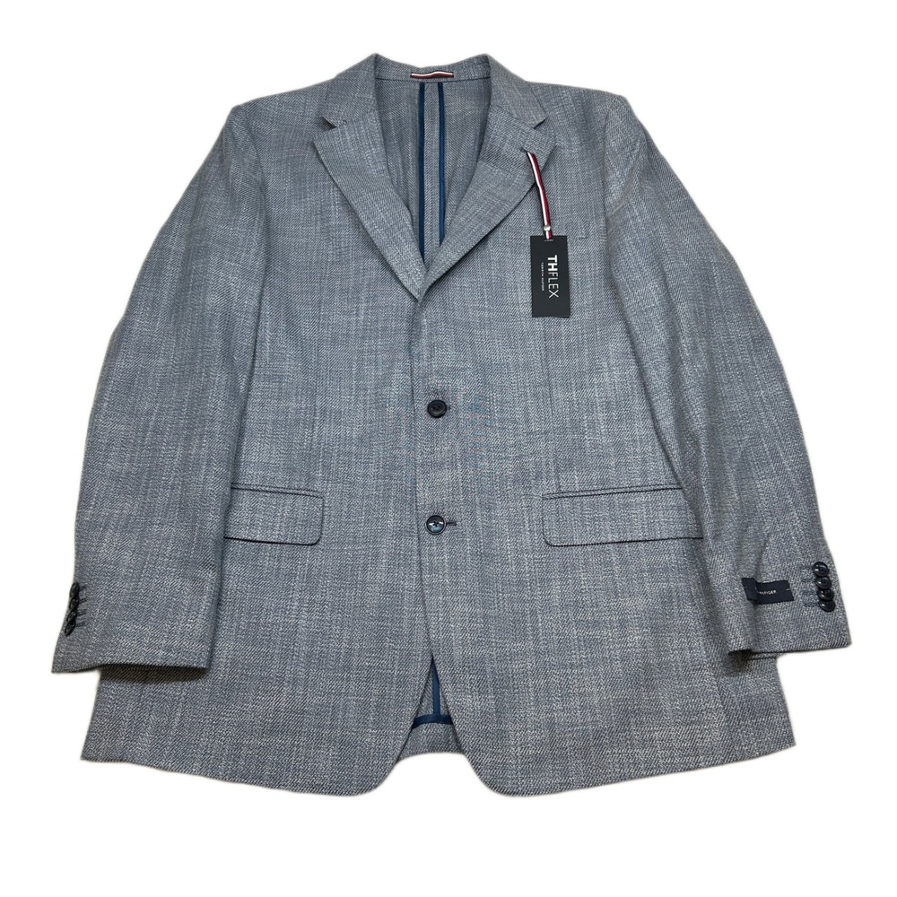 Tommy Hilfiger Gene Sport Coat Mens 44L 44 Denim Blue TH Flex Modern Fit NEW